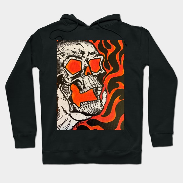Flaming skull hoodie discount